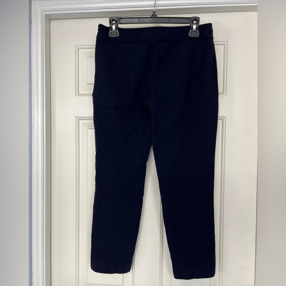 TORY BURCH Women's Navy Wool Dress Pants Size 8 Unlined Side Zip Crop Preppy
